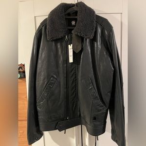 G Star shearling leather jacket Gray Size XL